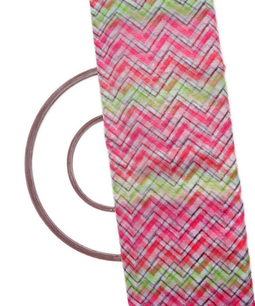 Magenta Colour Zig - Zag Print Organza Fabric